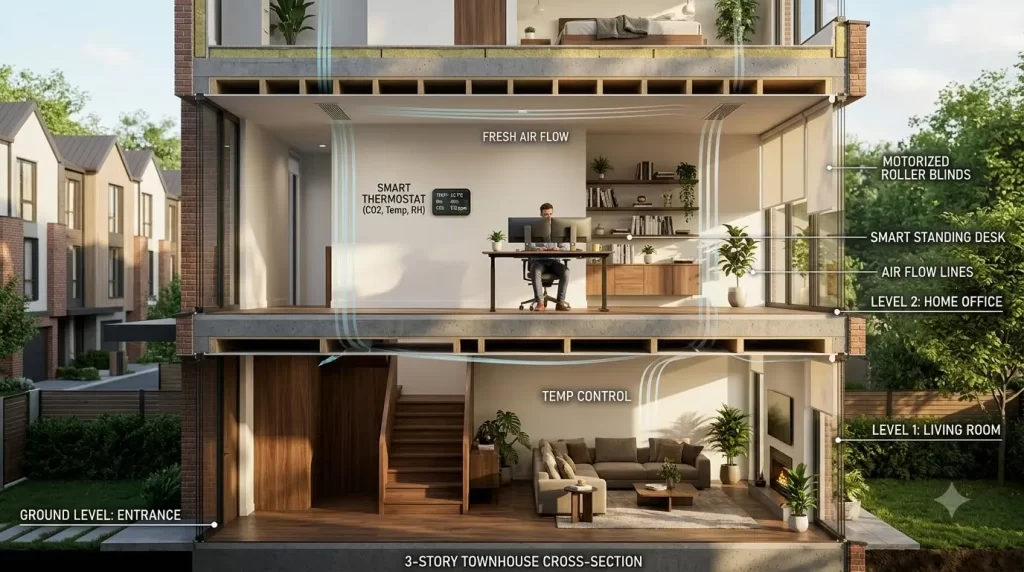 Giải pháp thông gió kiểm soát nhiệt độ và nội thất thông minh cho nhà phố hiện đại LUX-S