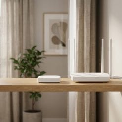 Bố trí Tuya Zigbee Gateway Wi-Fi thực tế nhỏ gọn trên bàn làm việc phòng khách