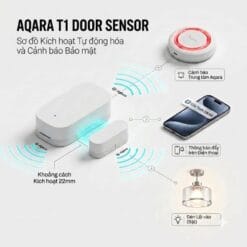 Sơ đồ khoảng cách cảm ứng 22mm và tự động bật đèn kích hoạt báo động của Aqara T1