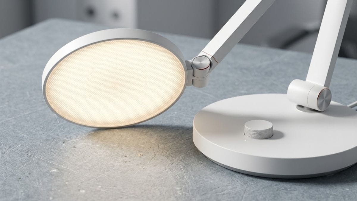 Cận cảnh cụm phát quang chống chói đèn bàn học Xiaomi Mijia Table Lamp Pro Cận cảnh cụm đèn LED phát quang chống chói và bản lề kim loại đèn bàn Xiaomi Mijia Table Lamp Pro
