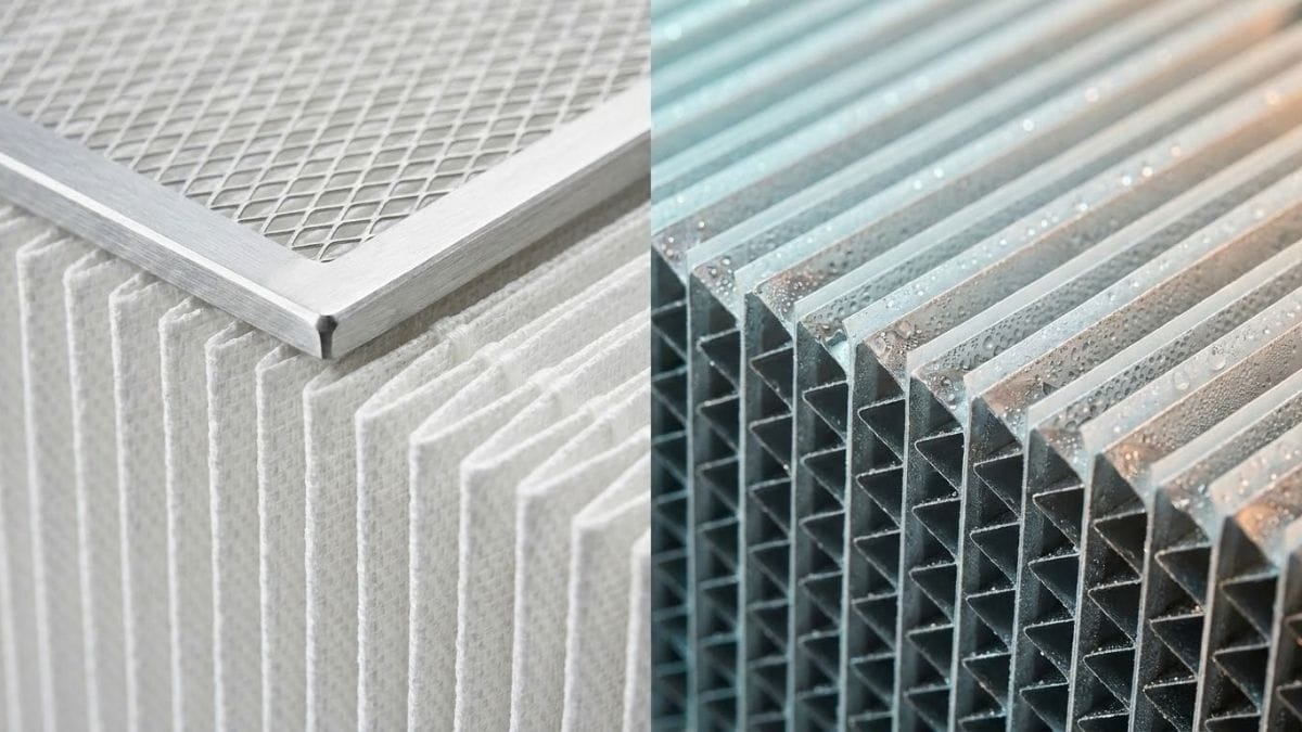 Chi tiết vi cấu trúc giấy màng trao đổi ẩm nano và sợi thủy tinh lọc bụi siêu mịn HEPA H13