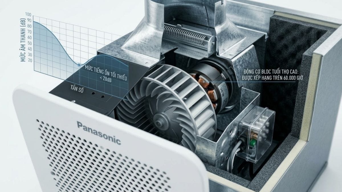 Quạt thông gió âm trần Panasonic FV-24CD8 động cơ DC siêu êm tích hợp van ngăn mùi thổi ngược