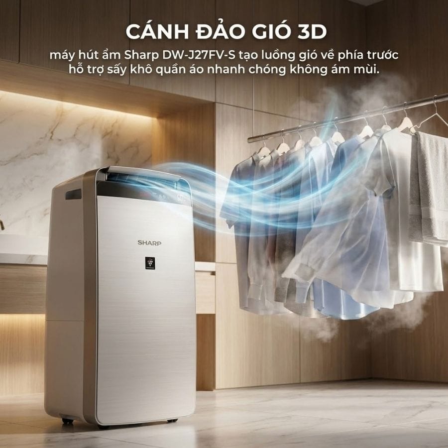 Máy Lọc Không Khí & Hút Ẩm Sharp DW-J27FV-S (Plasmacluster Ion 7000, 27L/Ngày, Màng HEPA)