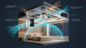 Bản vẽ 3D bóc tách cơ chế trao đổi nhiệt enthalpy và lọc sạch bụi mịn PM2.5 của máy cấp khí tươi áp suất dương