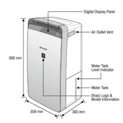 Máy Lọc Không Khí & Hút Ẩm Sharp DW-J27FV-S (Plasmacluster Ion 7000, 27L/Ngày, Màng HEPA)